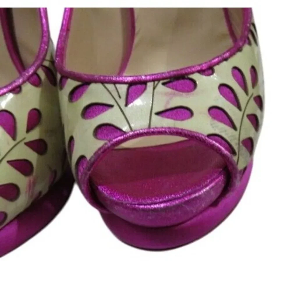 Nicholas Kirkwood Perforated Italian Leather platform stiletto heels 36.5 6.5